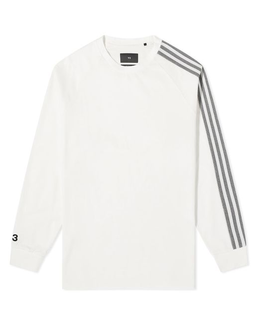 Y-3 White 3 Stripe Long Sleeve T-Shirt for men