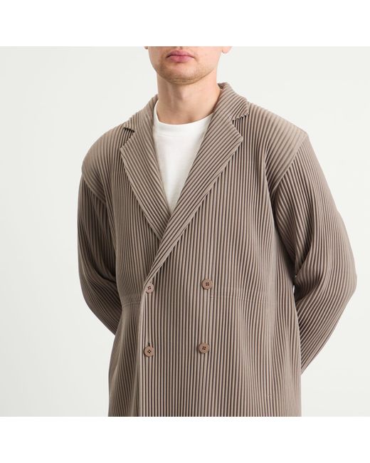 Homme Plissé Issey Miyake Brown Homme Plisse Issey Miyake Double Breasted Jacket for men