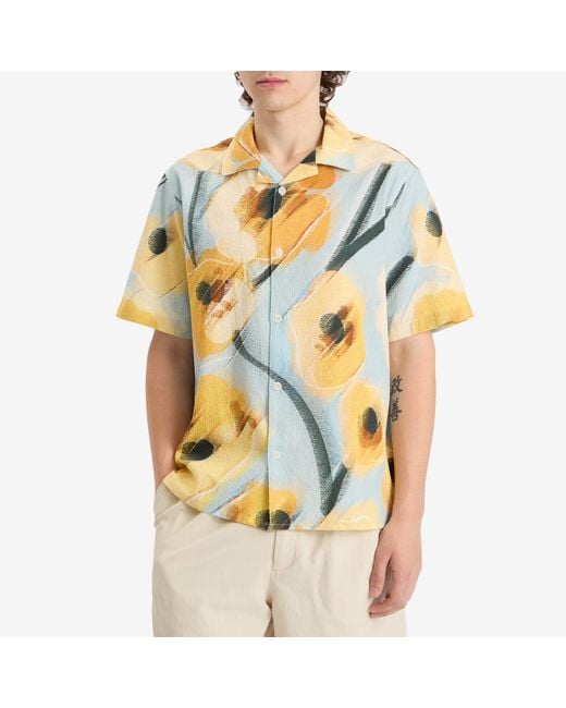 Wax London Blue Didcot Abstract Applique Vacation Shirt for men