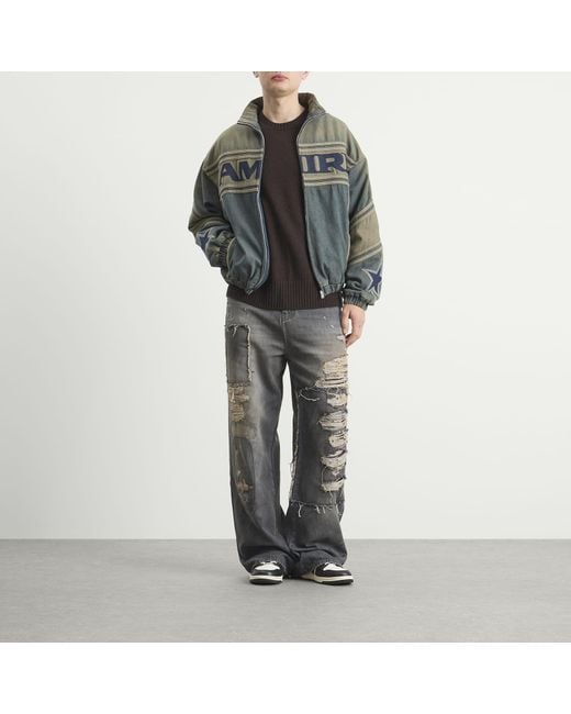 Amiri Gray Sport Denim Track Jacket for men