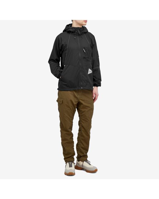 And Wander Black Breathable Ripstop Hooded Jacket for men