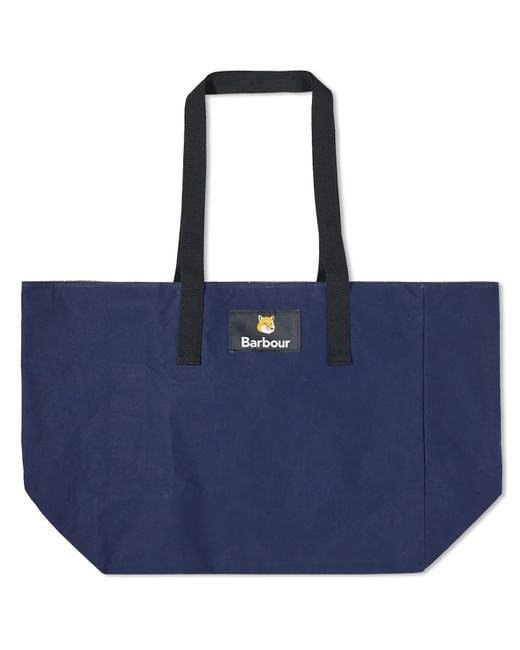 Barbour Blue X Maison Kitsuné Reversible Tote Bag for men