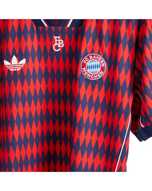 Adidas Red Fc Bayern Munich Lifestyler Jersey Top