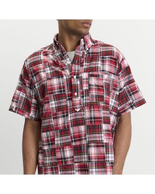 Beams Plus Red Pullover Patchwork Masras Shirt for men