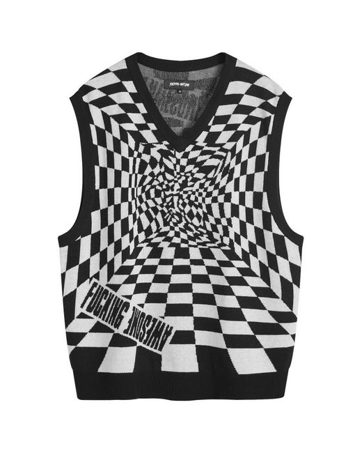 Fucking Awesome Black Warped Knit Vest for men