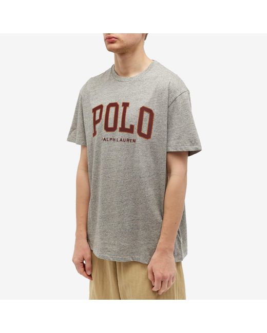 Polo Ralph Lauren Gray Polo College Logo T-Shirt for men