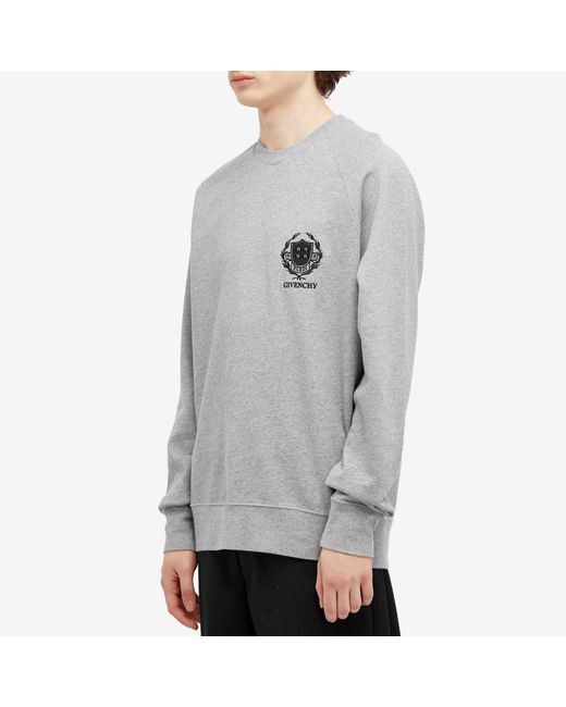 Givenchy Gray Crest Logo Raglan Sweatshirt for men