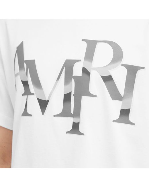 Amiri White Chrome Staggered Logo T-Shirt for men