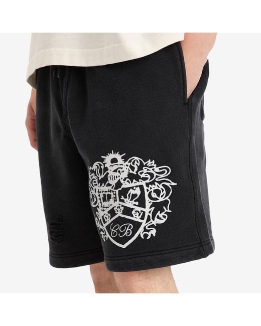Cole Buxton Black Distressed Collegiate Shorts for men