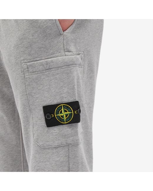 Stone Island Gray Cotton Fleece Garment Dyed Pocket Jogger for men