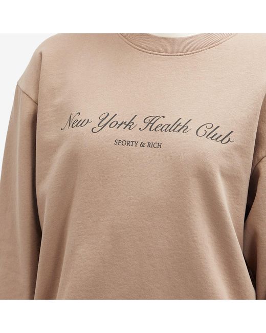 Sporty & Rich Brown Ny Health Club Crewneck