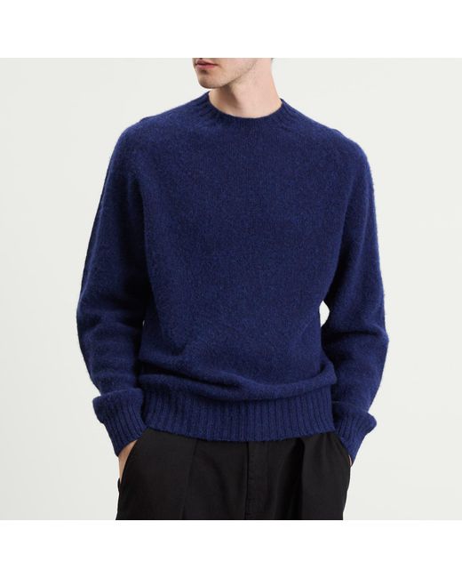 YMC Blue Suedehead Crew Neck Jumper for men