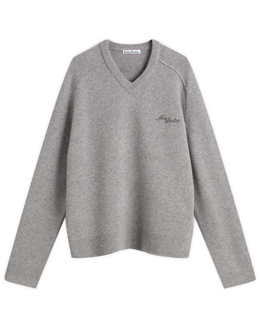 Acne Gray Kaybe Richard Yak V Neck Jumper for men