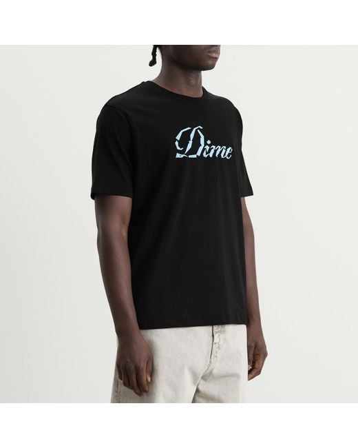 Dime Black Cursive Paper Cut T-Shirt for men