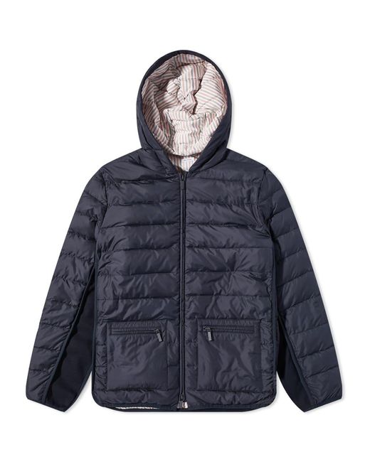 Thom Browne Knit Panel Hooded Down Jacket in Blue for Men | Lyst