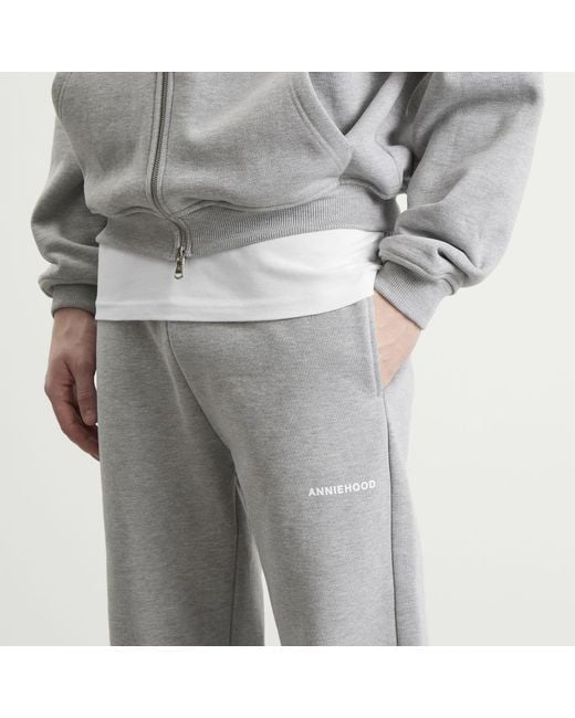 Annie Hood Gray Mini Logo Cuffed Joggers for men