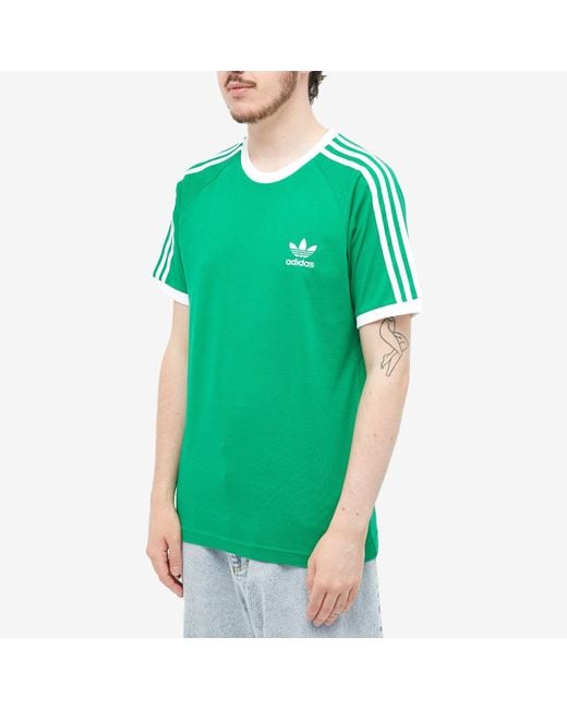 adidas 3 Stripe T-shirt in Green for Men | Lyst