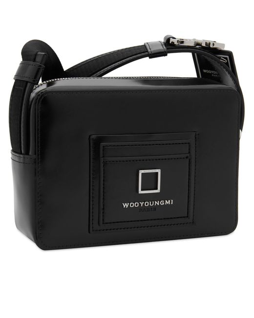 Wooyoungmi Black Leather Cross Body Bag for men