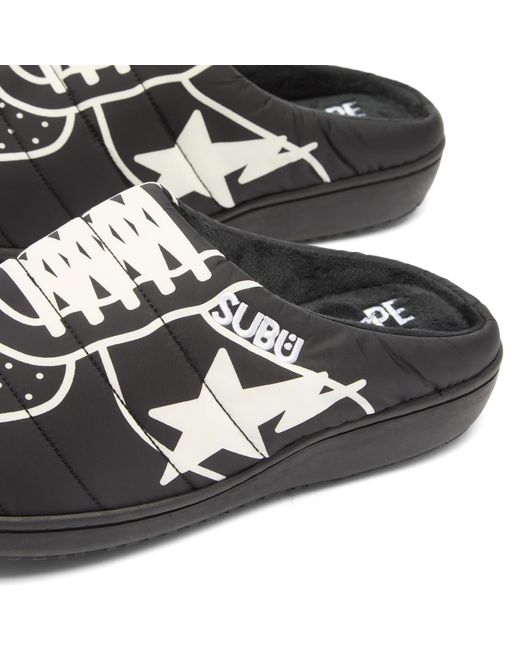 A Bathing Ape Black X Subu Puffer Sandals for men