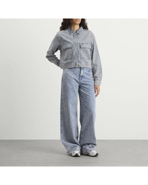 GOOD AMERICAN Blue Crystal Denim Jacket