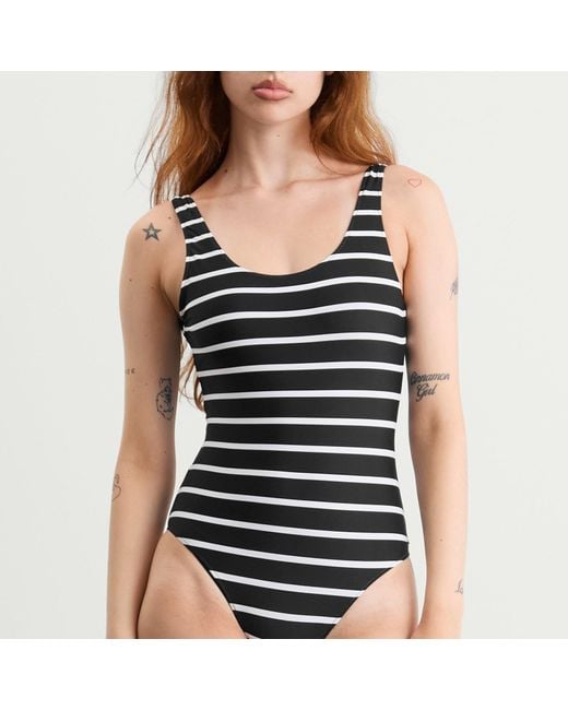 Anine Bing Black Jace Stripe Swimsuit