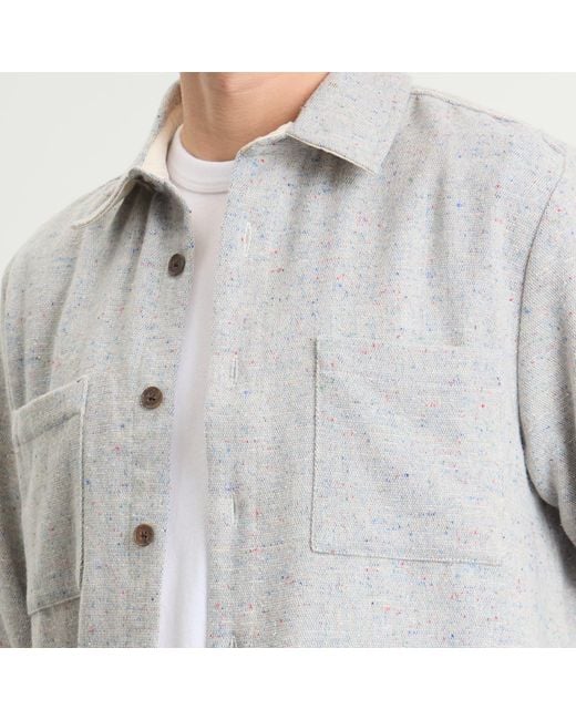 Wax London Gray Whiting Wool Fleck Overshirt for men