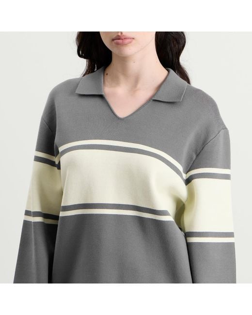 Samsøe & Samsøe Gray Saanne Long Sleeve Polo Top
