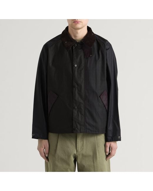 Barbour Black Patchwork Transport Wax Jacket for men