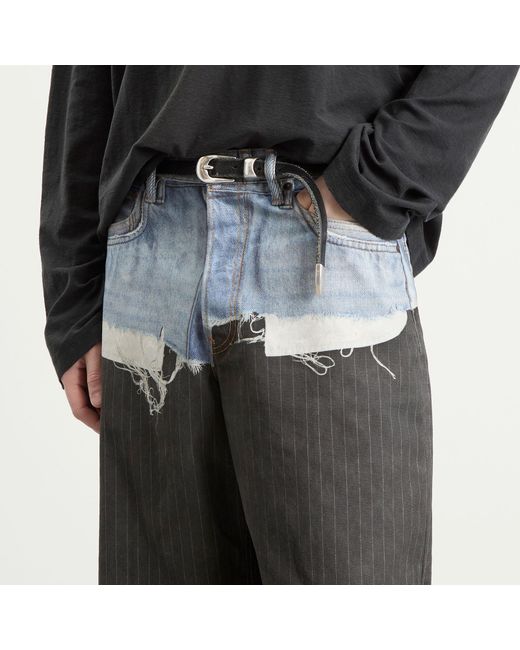 Acne Gray 1981 Trompe L'Oeil Pinstripe Print Jeans for men