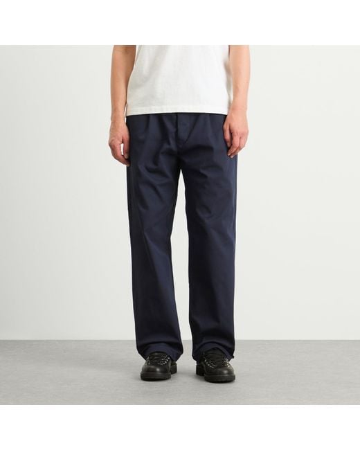 Stone Island Blue Marina Stretch Gabardine Pleated Trousers for men