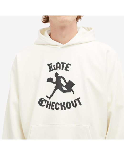 Late Checkout White Bellboy Popover Hoodie for men