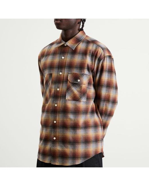 FRIZMWORKS Brown Flannel Check Work Shirt for men