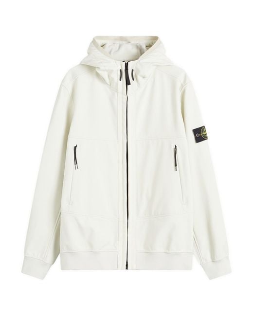 Stone Island Soft Shell-R Jacket in White for Men | Lyst