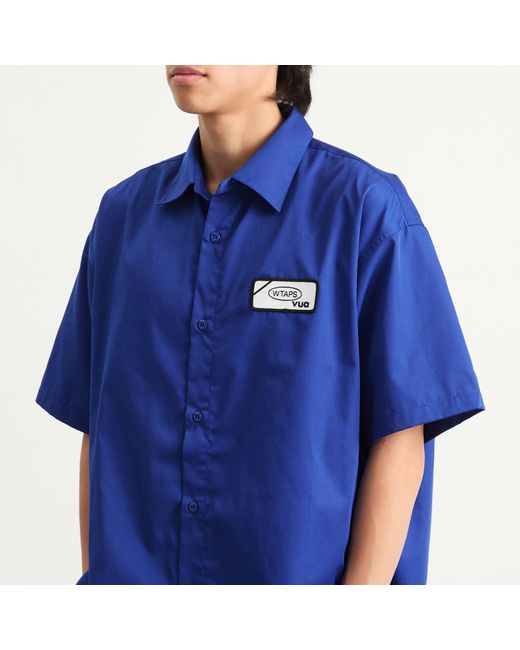 (w)taps Blue Logo Work Shirt for men