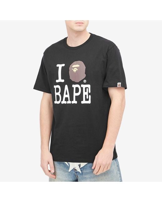A Bathing Ape Black I Love Bape T-Shirt for men
