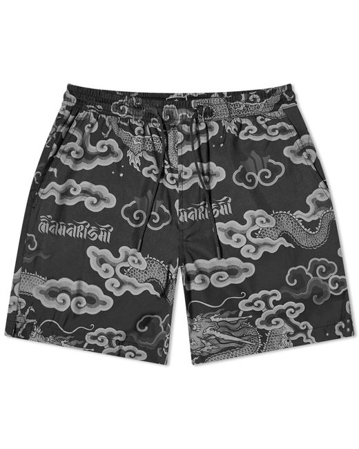 Maharishi Gray Cloud Dragon Swim Shorts for men