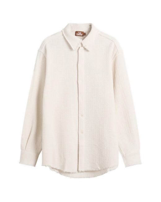 Late Checkout White Raw Edge Western Shirt for men