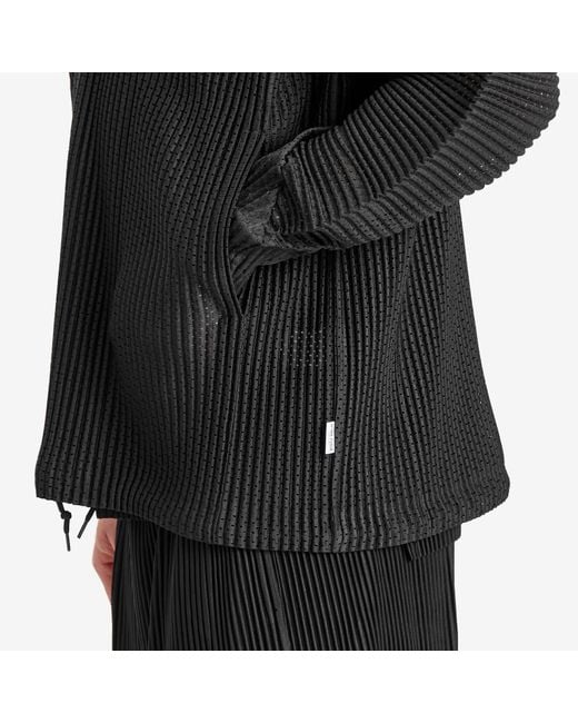Homme Plissé Issey Miyake Black Pleated Mesh Coach Jacket for men