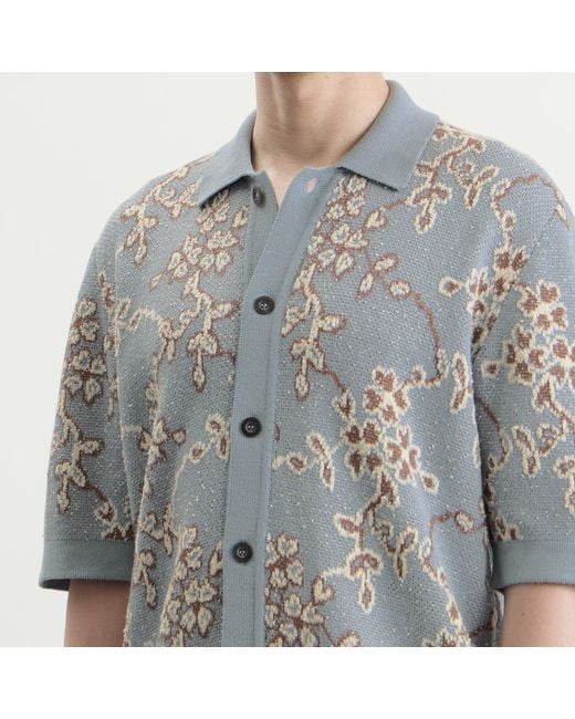 Corridor NYC Blue Trellis Knit Shirt for men