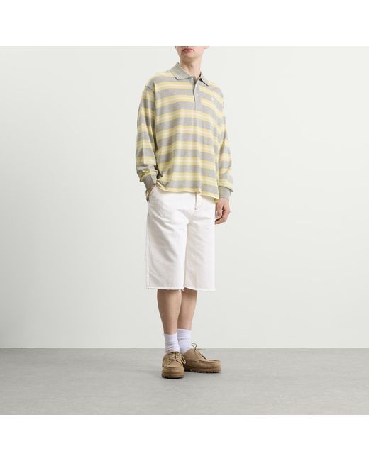 AMI Natural Mercerised Jersey Adc Stripe Polo for men