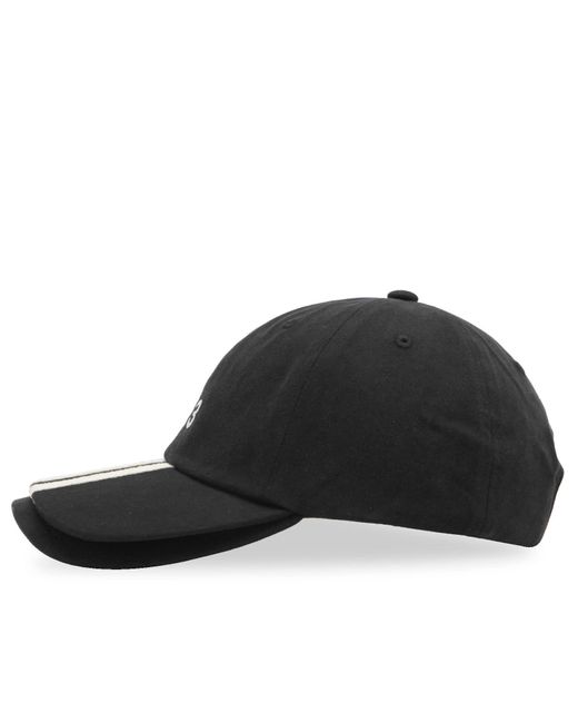 Y-3 Black 3 Stripe Double Peak Cap for men