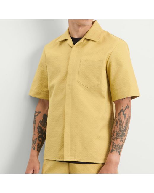Casablanca Yellow Cotton Jacquard Short Sleeve Monogram Shirt for men