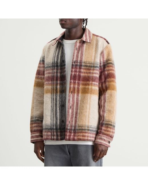 Wax London Brown Nolan Wool Blend Check Overshirt for men