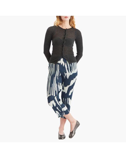 Pleats Please Issey Miyake Blue Refraction Print Pleated Trousers