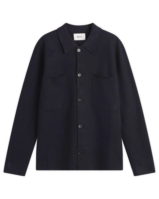 NN07 Blue Jonas Wool Overshirt for men