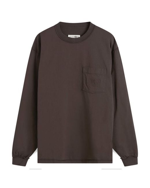 Maison Margiela Brown Mm6 Long-Sleeved Logo T-Shirt for men