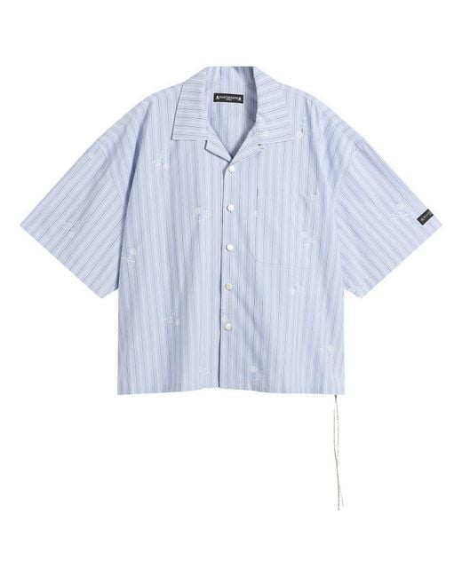 MASTERMIND WORLD Blue Loose Fit Multi Stripe Shirt for men