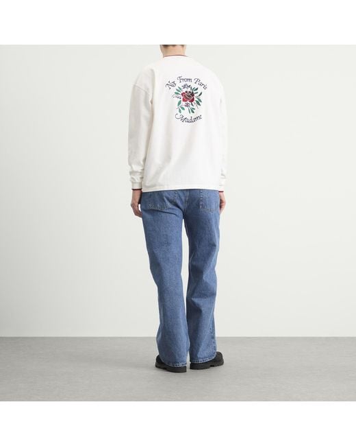 Drole de Monsieur White Rose Slogan Long Sleeve T-Shirt for men