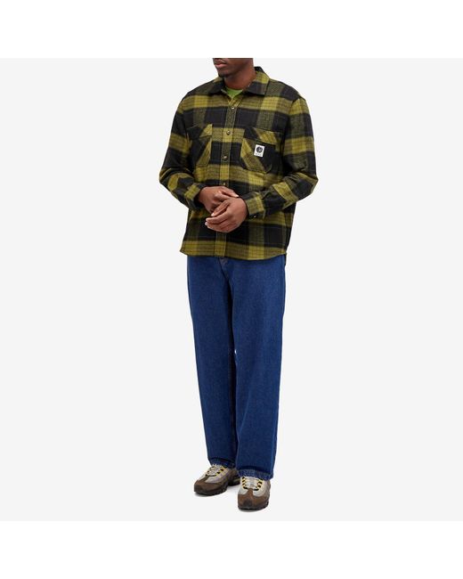 POLAR SKATE Multicolor Mike Flannel Check Overshirt / Army for men