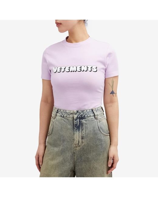 Vetements Pink Bubble Gum Logo Fitted T-Shirt